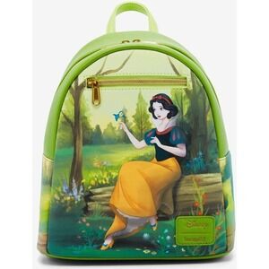 NEW Loungefly Disney Snow White & Forest Animals Forest Green Wit Dopey Backpack